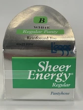 Leggs Sheer Energy Pantyhose Regular Panty Reinforced Toe Size B White New