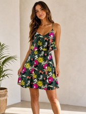 BANANA REPUBLIC RUFFLE FLORAL DRESS SZ S 6