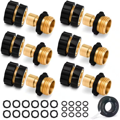 Brass Quick Connect Hose Connector Set, Easily Add Attachments to Garden Hose (P