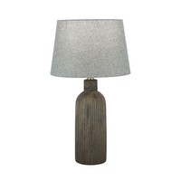Tischleuchte Keramiklampe Keramik Stoff E27 56 Cm Hoch Braun Grau Modern