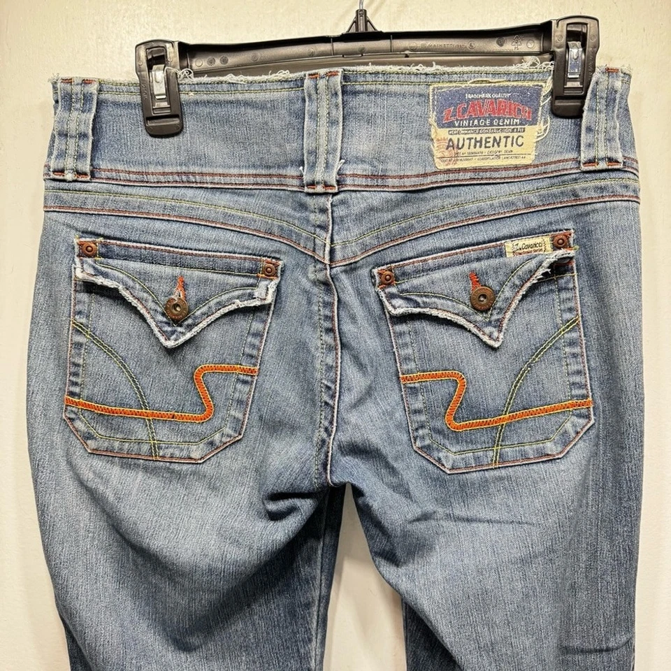 Z.Cavaricci Vintage Y2K 90s Denim Flare Jeans Front & Back Button Flap Pockets - Image 4 of 4
