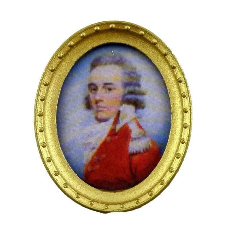 Melody Jane Dolls House Miniature Gentleman Portrait Picture in Oval Gold Frame