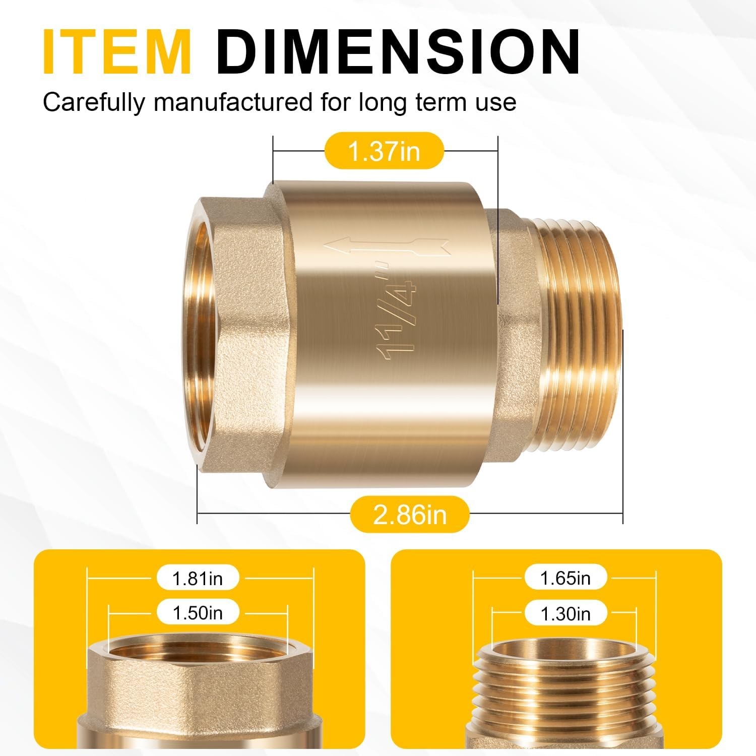 for SP0465X-125 One Way Brass Check Valve, 1-1/4" NPT male in/ 1-1/4" FNPT out