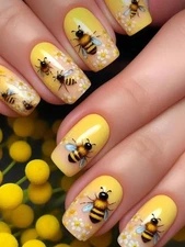 False Nails 24pcs Set Bumble bee 