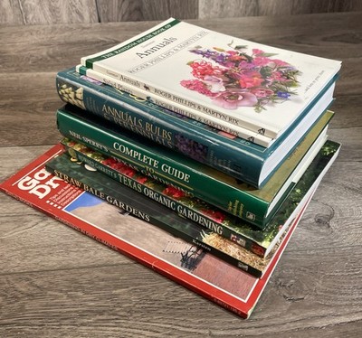 Lot of 7 Vintage Gardening Books - Organic, Dry, Texas Straw Bale Excellent Cond