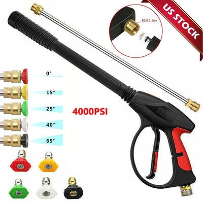 #ad High Pressure 4000PSI Car Power Washer Gun Spray Wand Lance Nozzle and Hose Kit $18.89
