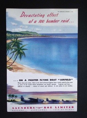 Original 1950 Advert Saunders Roe Fighter Flying Boat Airfield Base