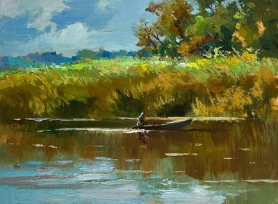 Oil Painting Enjoying The Natural Silence Y. Suprunchuk Original nAAA4420