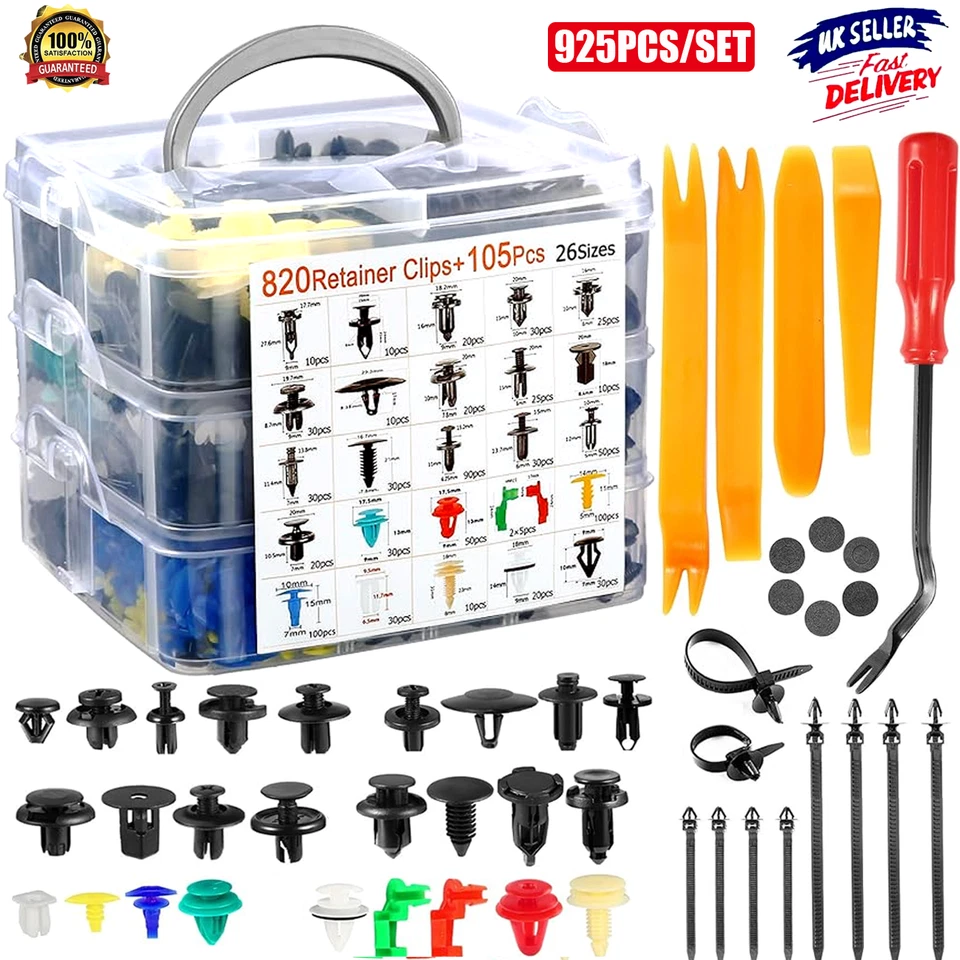 925pcs Universal Car Fasteners Trim Clips Bumper Body Panel Retainers Push Pins - Image 2 of 4