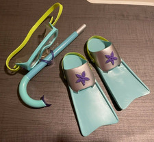 American Girl turquoise Kailey Snorkel Set swim fins goggles