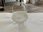Vintage Fenton Hobnail White Opalescent 6" Basket