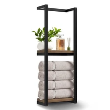 Towel Racks for Bathroom, 2 Tier Wall-Mounted Towel Rack, Home Decor Shelf, S...