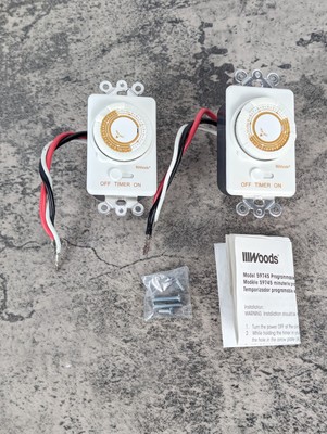 Lot Of 2 Woods Pro 24-Hour Mechanical In-Wall Timer 59745 Indoor CFD/LED Ready