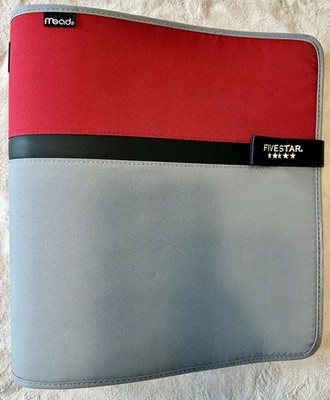 Mead Five Star 3 Ring Zipper 2 Inch Red Black Organizer Folder School