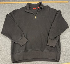 IZOD Fleece Pullover Sweatshirt Black 1/4 Zip Mock Neck Logo Men's Size L