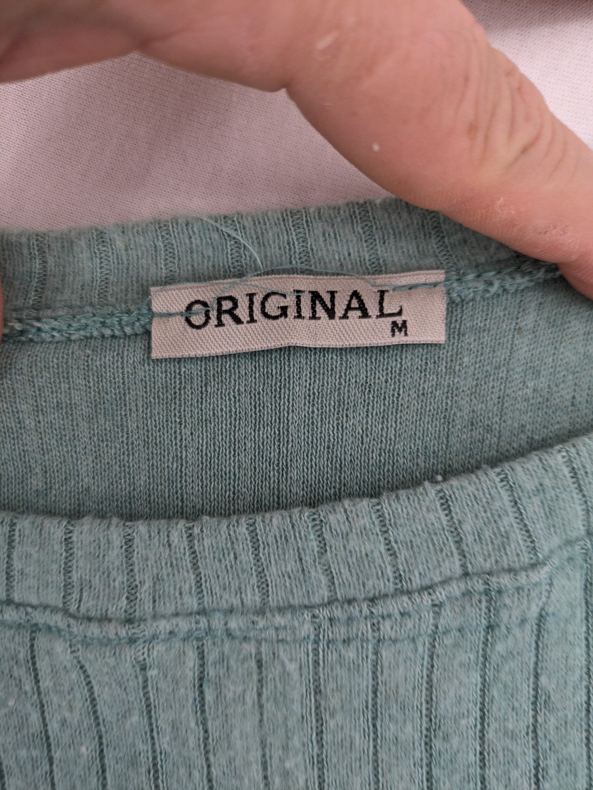 Original Damen Pullover Langarmshirt Gr M Mintgrün Rippstrick Rundhals Top image 6
