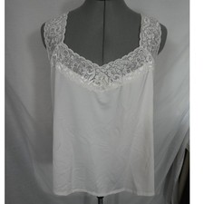 Cinema Etoile Ivory Sleeveless Lace Top Camisole Feminine Satiny Stretchy