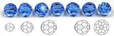 Sapphire Preciosa Czech Machine Cut Round Crystal Beads 4mm 6mm 10mm blue
