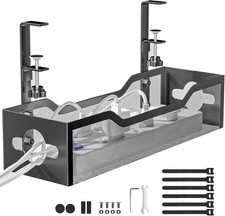 Under Desk Cable Management Tray Black, Litwaro Cable Management Under