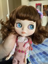 OOAK Custom Blythe style doll, Natural hush brown hair, Collectable doll