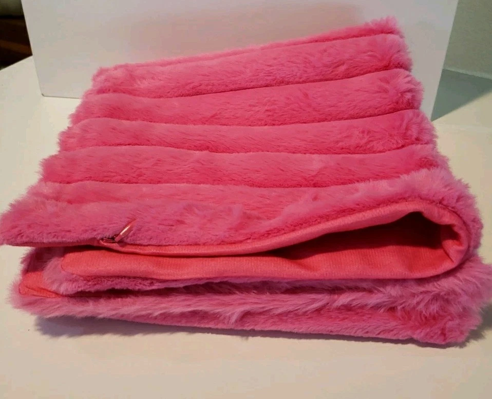 2 fundas/fundas de almohada rosa intenso mullido a rayas con terciopelo Vack Foto 4 de 4