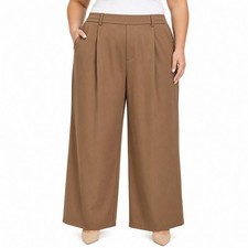 Halara Flex High Waisted Wide Leg Work Pants XL Brown Casual Pocket Trousers