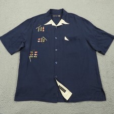 Nat Nast Silk Shirt Large Mens Limited Edition Sushi Embroidered Camp Bowling