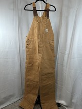 Vintage Carhartt Duck Bib Overalls Double Knee USA Made 38x36 Workwear 90s