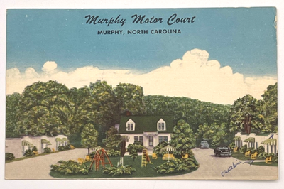 #ad Murphy Motor Court North Carolina Postcard 1956 Vintage Motel Playground $4.50