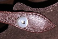 Vintage Hush Puppies Mary Janes Short Column Heels Sz 8.5 Brown Suede 1970s