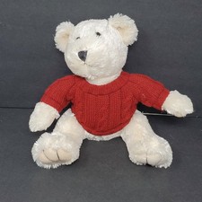Teddy Bear 11" Stuffed Animal Plush Red Cable Knit Sweater Chunky Tan Christmas
