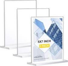 Clear Double-Sided Acrylic Sign Holders 5x7 Inch - 3 Pack for Business  Events