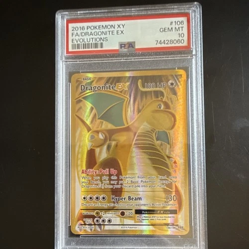 Pokémon Dragonite EX Full Art Ultra Rare Holo XY Evolutions 106/108 PSA 10