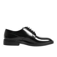 DOLCE & GABBANA Shoes Men Black Lace-Up Leather Crown Dress Derby EU39/US6 $490