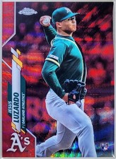 2020 Topps Chrome #5 Jesus Luzardo Red Wave Refractor 4/5 (RC) Rookie Card. rookie card picture