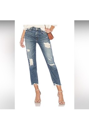 Mother The Sinner Fray Jeans Womens 25 Blue Denim Good Distressed