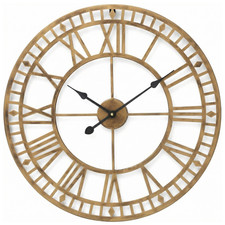 Large Wall Clocks  Metal Roman Numerals Vintage Gold/Bronze Black  Numerals 60cm