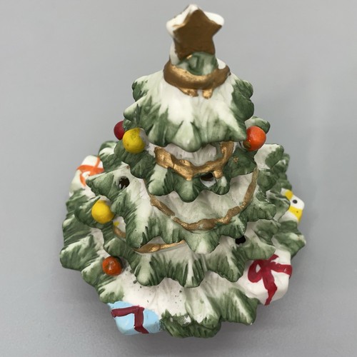 Vintage Ceramic Christmas Tree Painted Decorated Presents Small 6 Inch No Lights - Picture 9 of 11