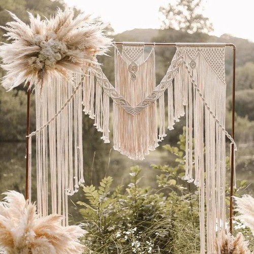 Boho Chic Macrame Curtain & Macrame Arch Bohemian Macrame Wedding Backdrop De...