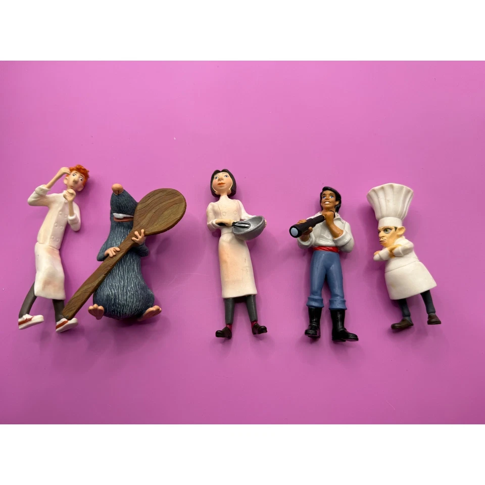 Disney Pixar Ratatouille Remy Linguini Colette Skinner Auguste Gusteau Figurines - Image 2 of 2