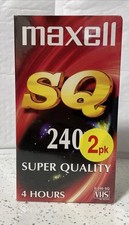 Maxell SQ 240 VHS Super Quality Blank VHS Tapes New & Sealed (2 Pack)