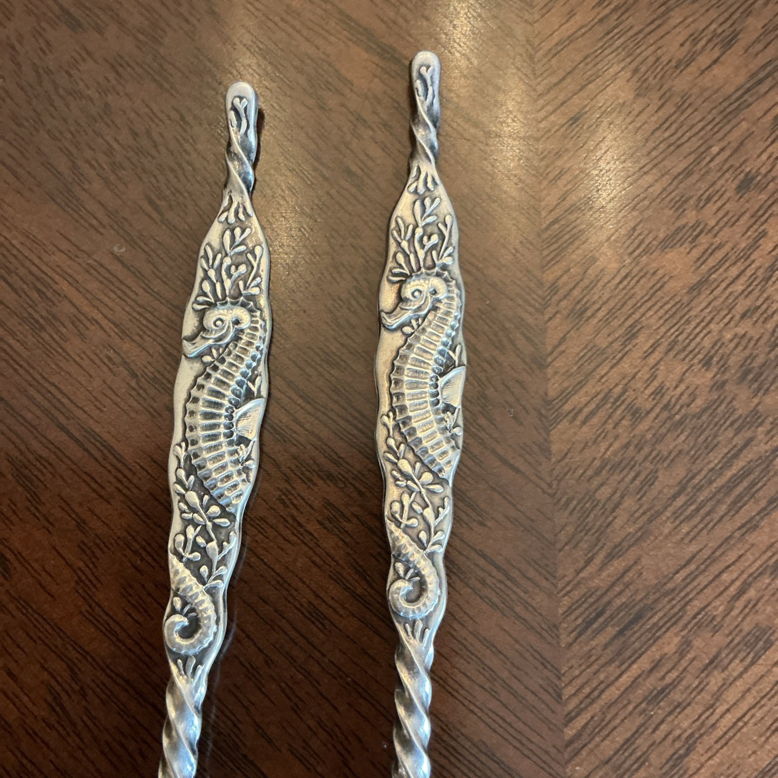 OYSTER FORKS -Sterling- By WHITING MANF. CO. W/SEAHORSE DESIGN & “R” MONOGRAM