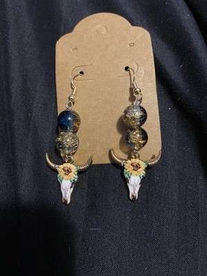 Earrings Bull Steer Skull Head Earrings Adorable Native Western Theme