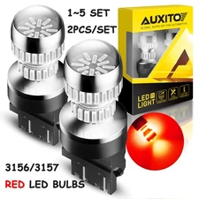 AUXITO 3156 3157 4057 Red LED Bulbs Flash Strobe Lights Brake Stop Lamps Bright