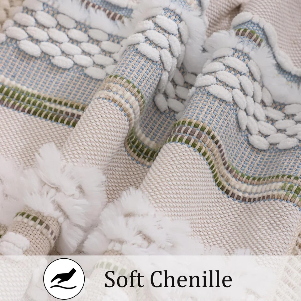 Juego de 2 fundas de almohada para sofá acolchado de chenilla boho de 18x18 pulgadas de granja... Foto 3 de 4