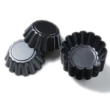QJFCare 12 Packs Egg Tart Pan Non-Stick Carbon Steel Egg Tart Molds Reusable ...