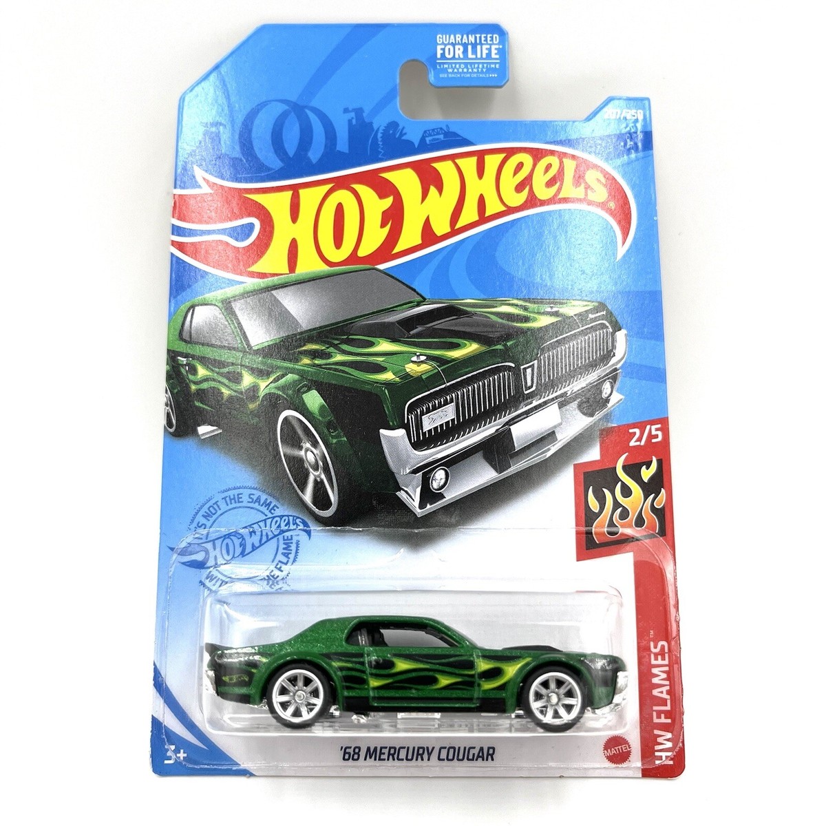 Hot Wheels '68 Mercury Cougar Green HW Flames CUSTOM REAL RIDER