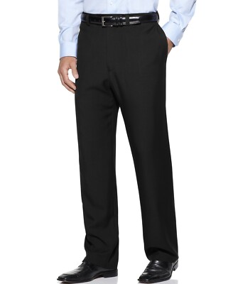 Haggar Repreve Stria Classic Fit Flat Front Black E-CLO