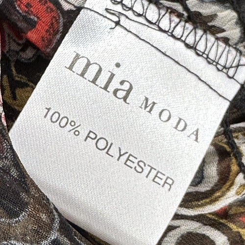 mia moda top Blouse Size 8 Black multi Off The Shoulder Bardot Sheer Elastic - Picture 9 of 9
