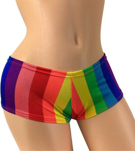 Rainbow Booty Shorts Rave Shorts Pole 